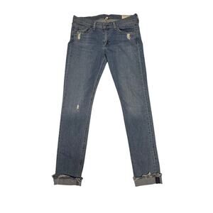 Rag & Bone Jean Women’s Size 30 Blue Distressed Skinny Jeans Raw Hem Cuffed